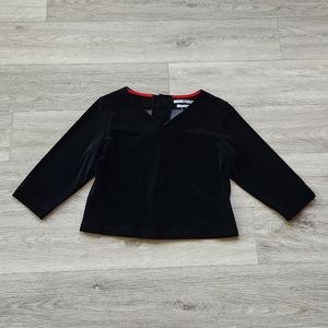 Tommy Hilfiger Velvet Top Womens 14 Three Quarts Sleeves Buttons V Neck